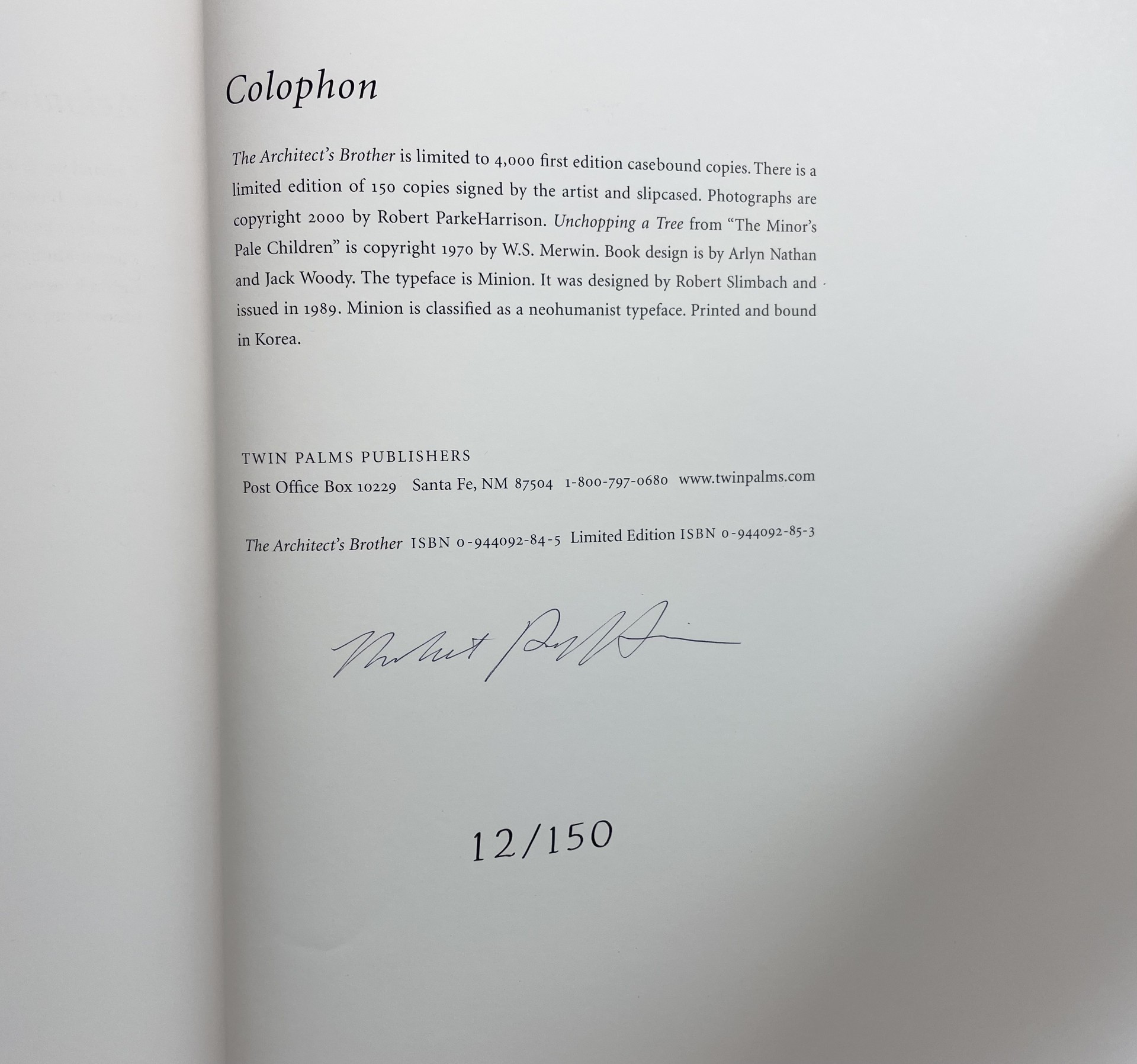 THE ARCHITECT'S BROTHER ( Limited Signed Edition )