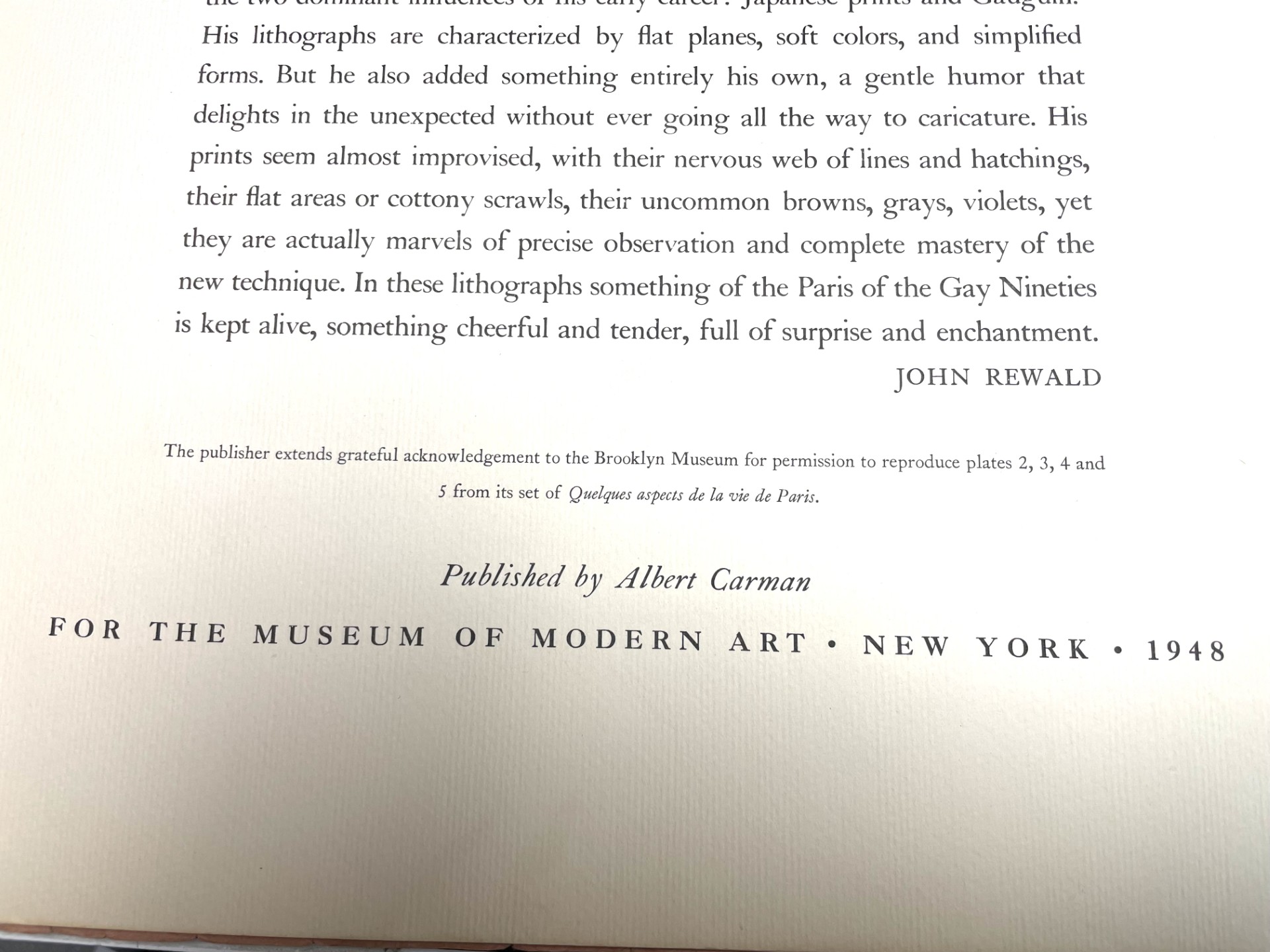BONNARD : A Portfolio of Lithographs From Quelques Aspects De La Vie De Paris by Pierre Bonnard
