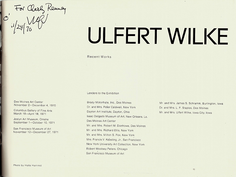 Image for ULFERT WILKE : Recent Work ( signed )