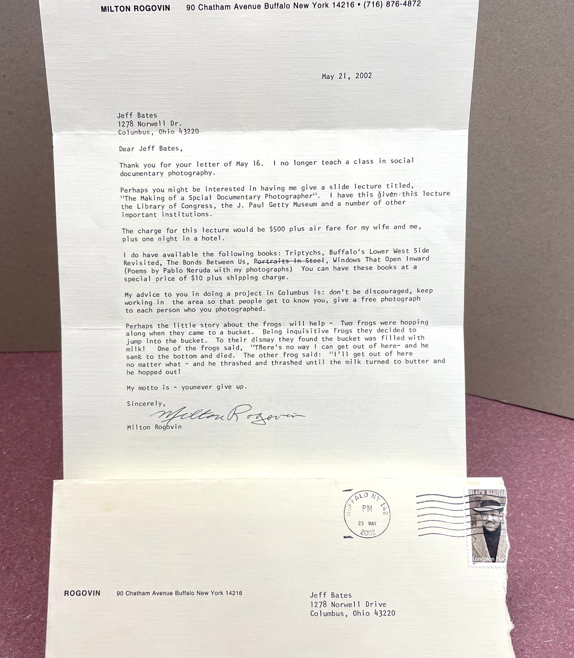 MILTON ROGOVIN ( signed letter )